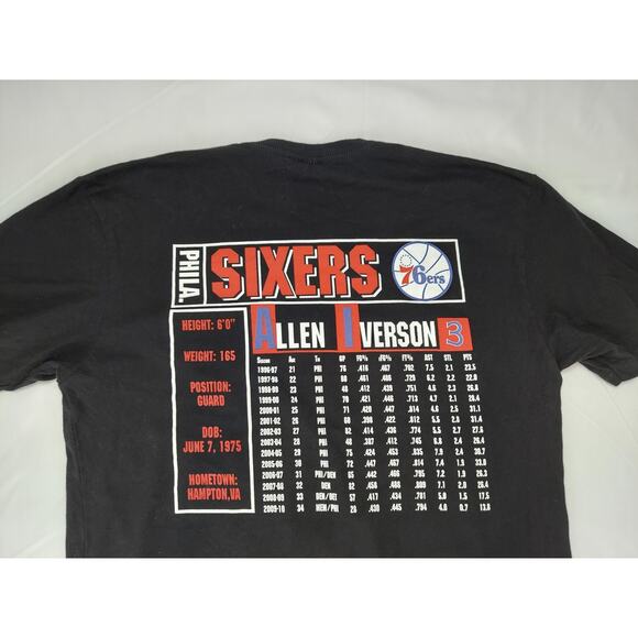 Allen Iverson Mitchell & Ness Philadelphia 76ers Sixers Graphic Tee T Shirt Sz L - Picture 6 of 8